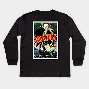 Digitally Restored Original Dracula Movie Poster with Bela Lugosi Kids Long Sleeve T-Shirt